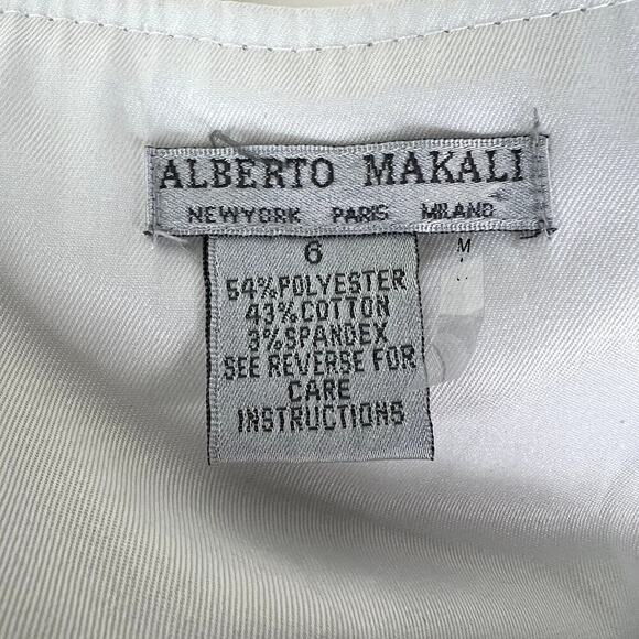 Alberto Makali White Gathered Ruched Bubble Skirt Chain Belted Women's 6 - Picture 6 of 7